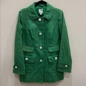 Halogen Kelly Green Button Front Coat Large EUC